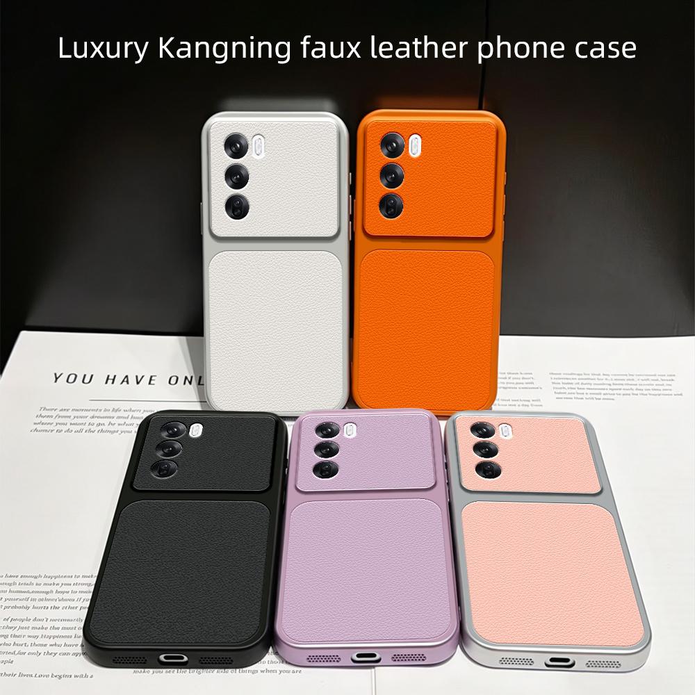 For OPPO Reno12 Global Lambskin Series Skin Feel Shockproof Phone Case(Black)