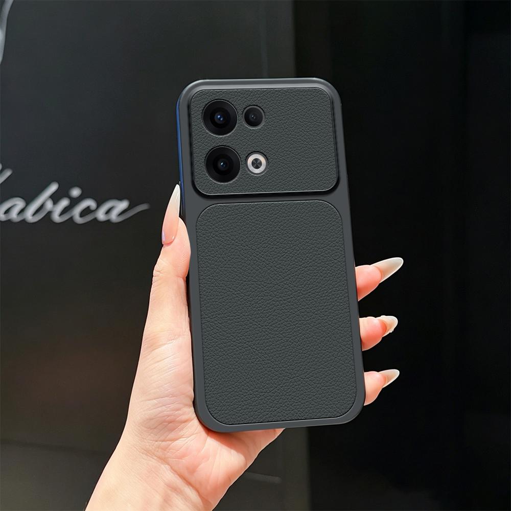 For OPPO Reno13 Global Lambskin Series Skin Feel Shockproof Phone Case(Black)