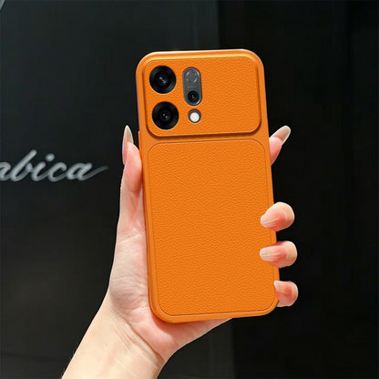 For OPPO Reno14 Global Lambskin Series Skin Feel Shockproof Phone Case(Orange)