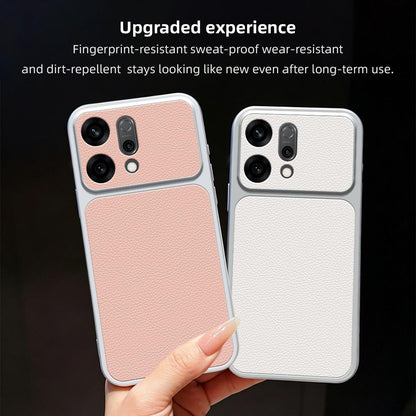 For OPPO Reno14 Global Lambskin Series Skin Feel Shockproof Phone Case(Black)