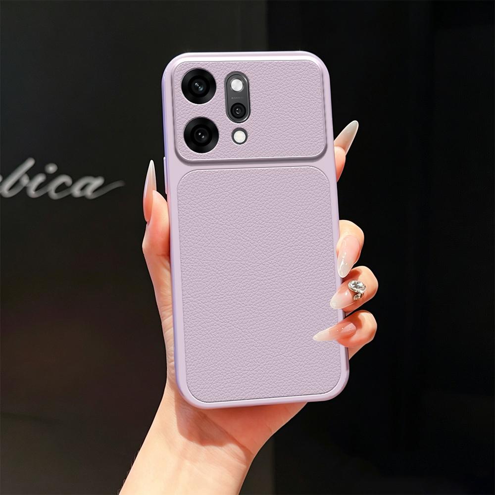 For OPPO Reno14 Pro Global Lambskin Series Skin Feel Shockproof Phone Case(Purple)
