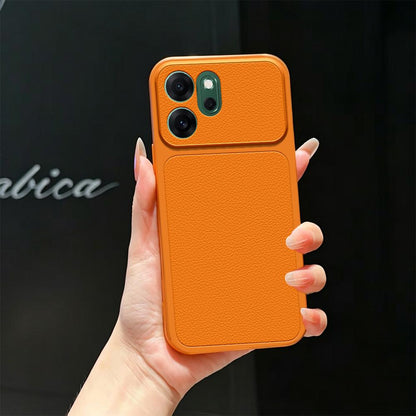 For OPPO Reno14 F 5G Lambskin Series Skin Feel Shockproof Phone Case(Orange)