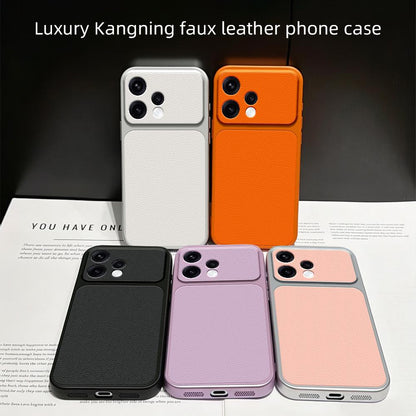 For OPPO Reno15 5G Global Lambskin Series Skin Feel Shockproof Phone Case(Orange)