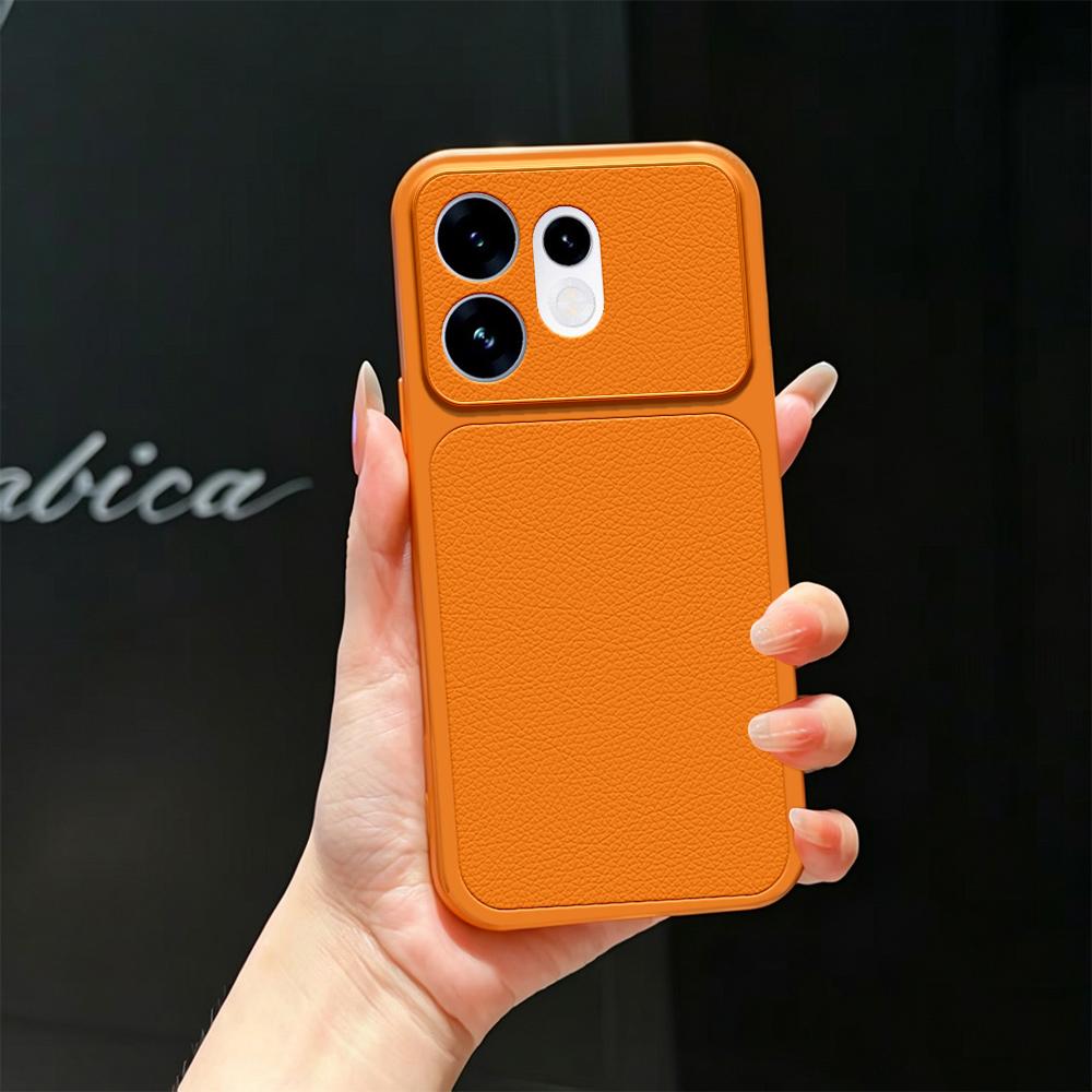 For OPPO Reno16 5G Global Lambskin Series Skin Feel Shockproof Phone Case(Orange)