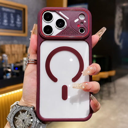 For iPhone 18 Pro Max Mirror Shield Iridescent Color Magnetic Phone Case(Red)