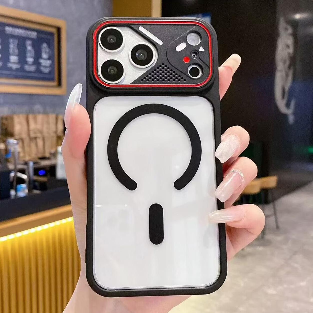 For iPhone 18 Pro Mirror Shield Iridescent Color Magnetic Phone Case(Black)