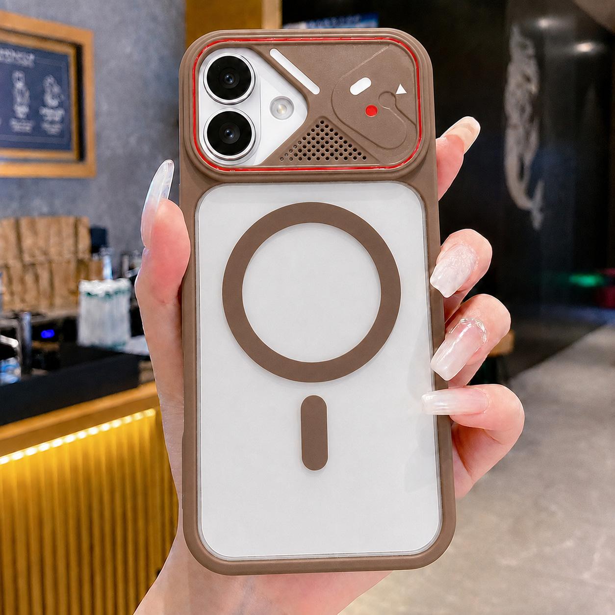 For iPhone 17 Mirror Shield Iridescent Color Magnetic Phone Case(Brown)