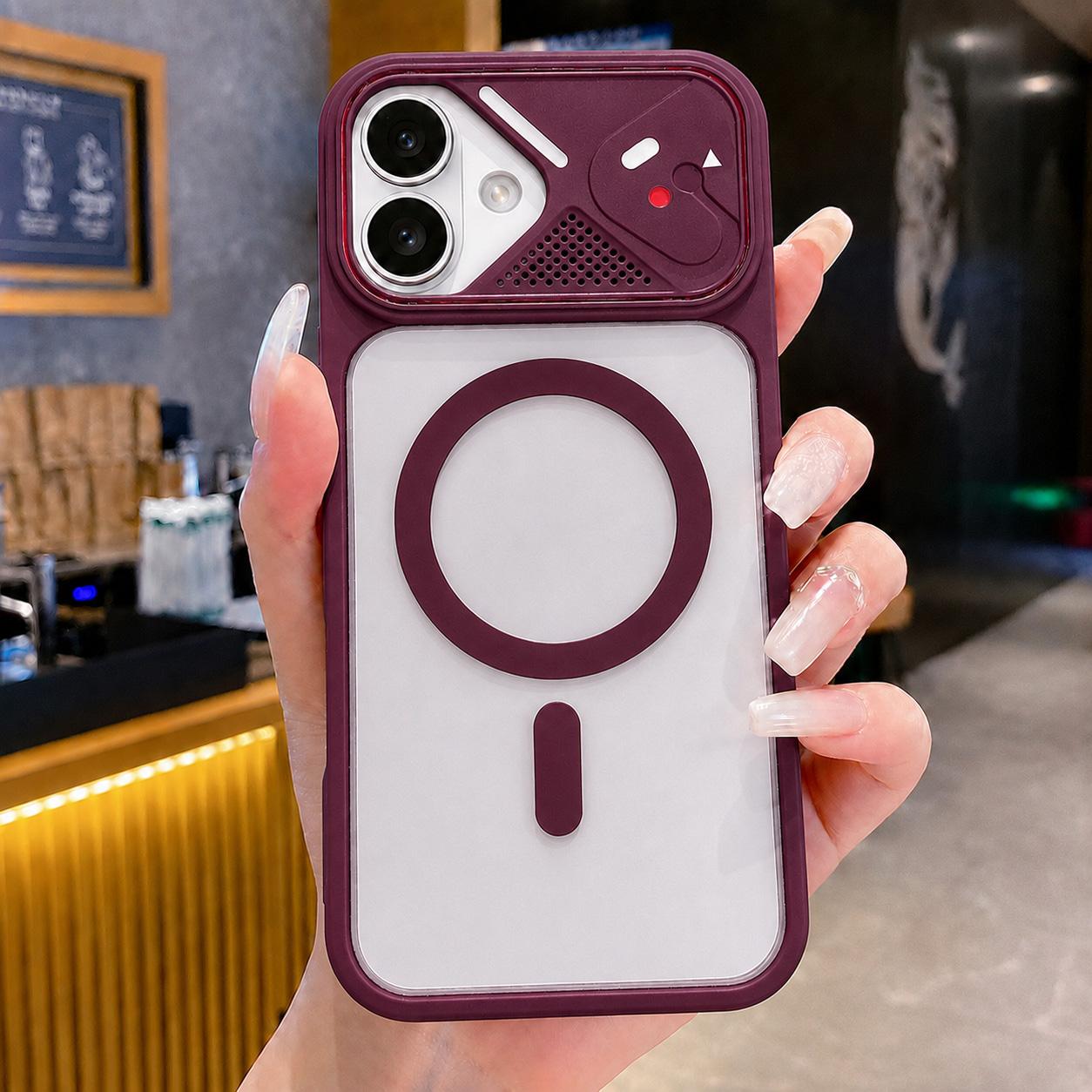 For iPhone 17 Mirror Shield Iridescent Color Magnetic Phone Case(Red)