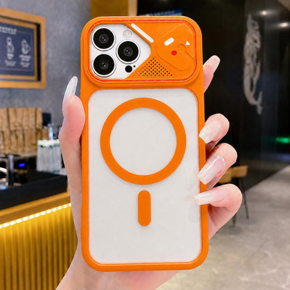 For iPhone 16 Pro Mirror Shield Iridescent Color Magnetic Phone Case(Orange)