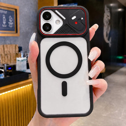 For iPhone 16 Plus Mirror Shield Iridescent Color Magnetic Phone Case(Black)