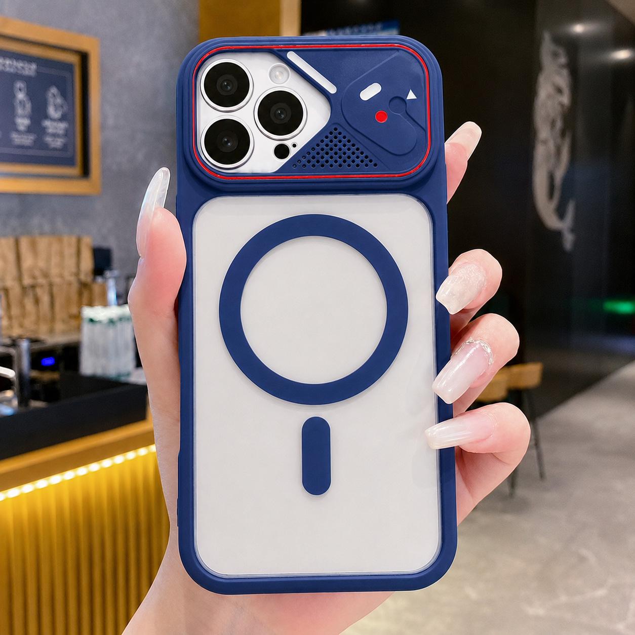 For iPhone 13 Pro Mirror Shield Iridescent Color Magnetic Phone Case(Blue)
