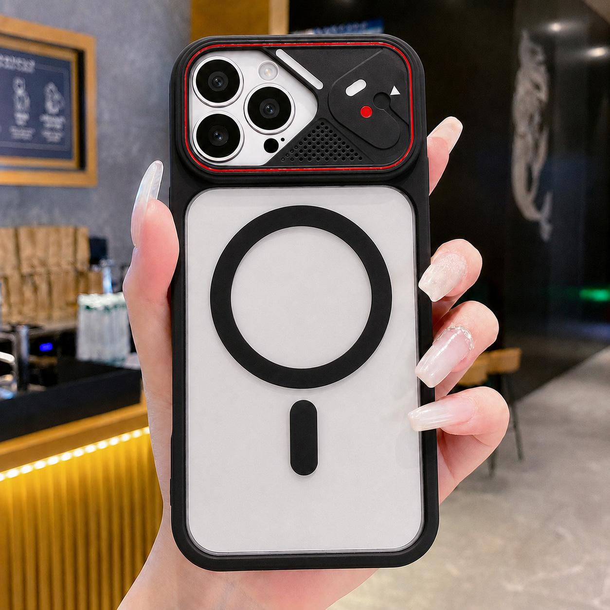 For iPhone 13 Pro Mirror Shield Iridescent Color Magnetic Phone Case(Black)