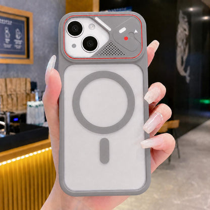 For iPhone 15 Plus / 14 Plus Mirror Shield Iridescent Color Magnetic Phone Case(Grey)