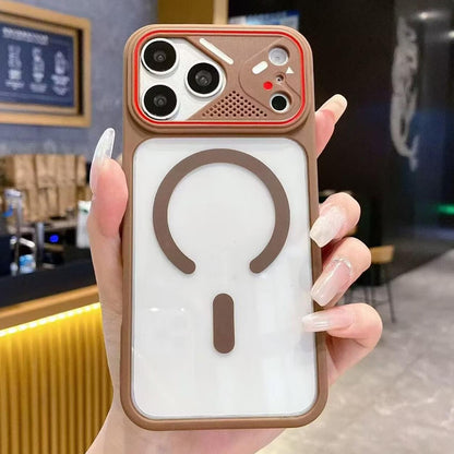 For iPhone 17 Pro Mirror Shield Iridescent Color Magnetic Phone Case(Brown)