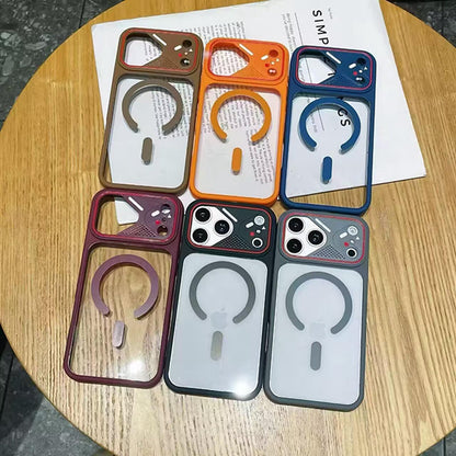 For iPhone 15 Pro Max Mirror Shield Iridescent Color Magnetic Phone Case(Blue)
