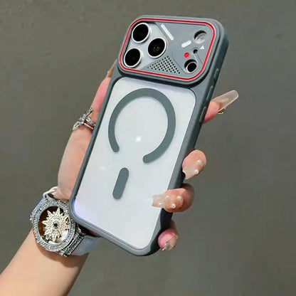 For iPhone 16 Plus Mirror Shield Iridescent Color Magnetic Phone Case(Blue)