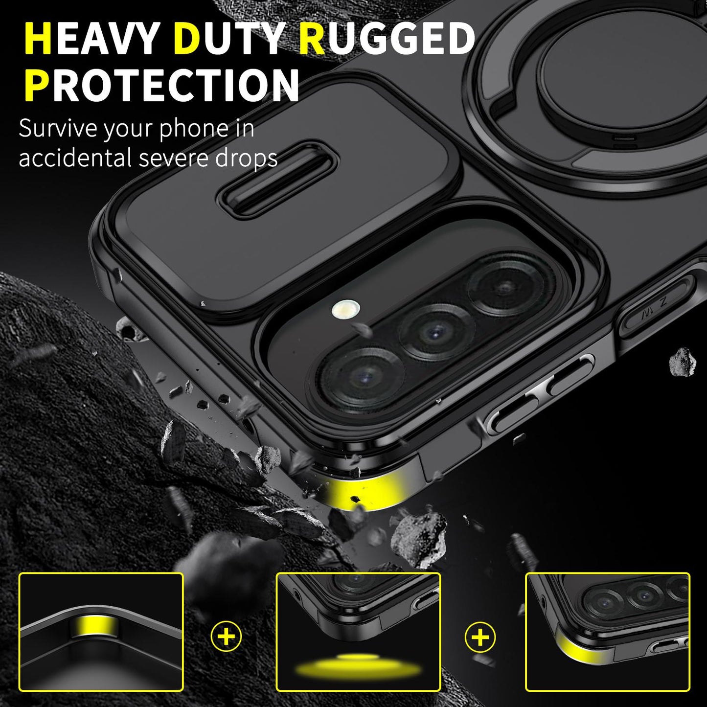 For Samsung Galaxy A27 5G Sliding Camshield Ring Holder Phone Case(Black)
