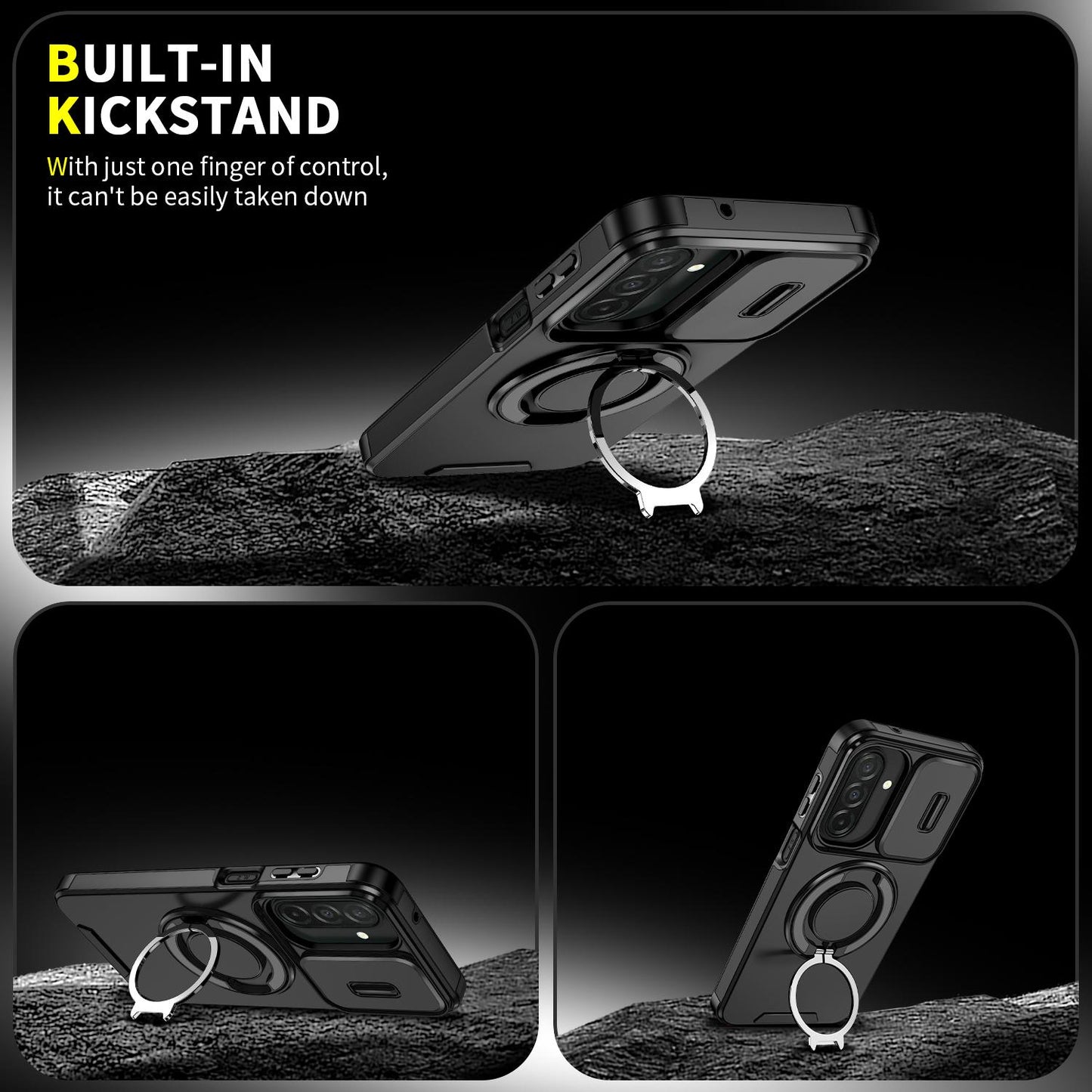 For Samsung Galaxy A27 5G Sliding Camshield Ring Holder Phone Case(Black)