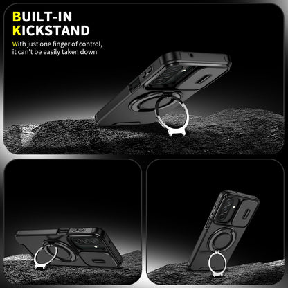 For Samsung Galaxy A27 5G Sliding Camshield Ring Holder Phone Case(Black)