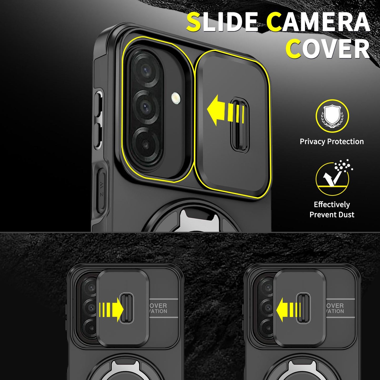 For Samsung Galaxy A27 5G Sliding Camshield Ring Holder Phone Case(Black)