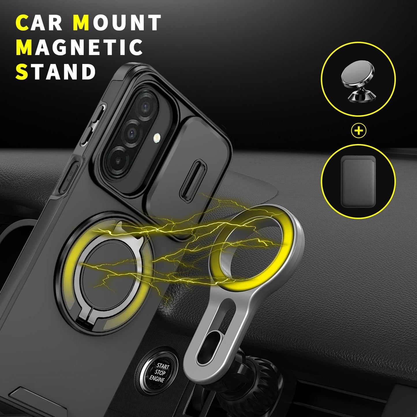 For Samsung Galaxy A27 5G Sliding Camshield Ring Holder Phone Case(Black)