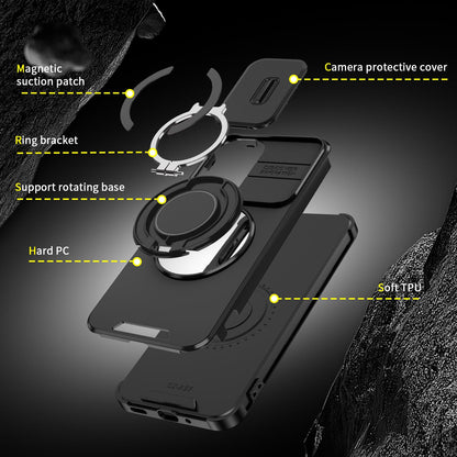 For Samsung Galaxy A27 5G Sliding Camshield Ring Holder Phone Case(Black)