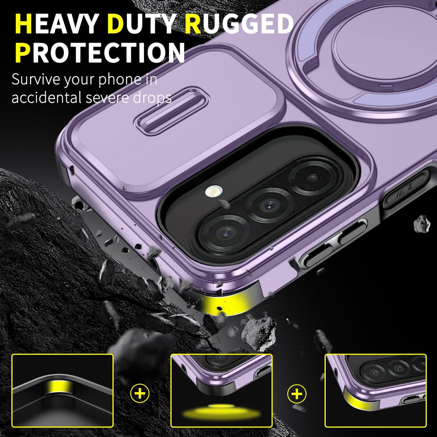 For Samsung Galaxy A27 5G Sliding Camshield Ring Holder Phone Case(Purple)