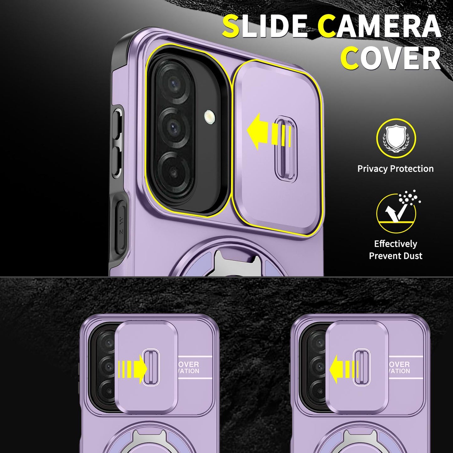 For Samsung Galaxy A27 5G Sliding Camshield Ring Holder Phone Case(Purple)