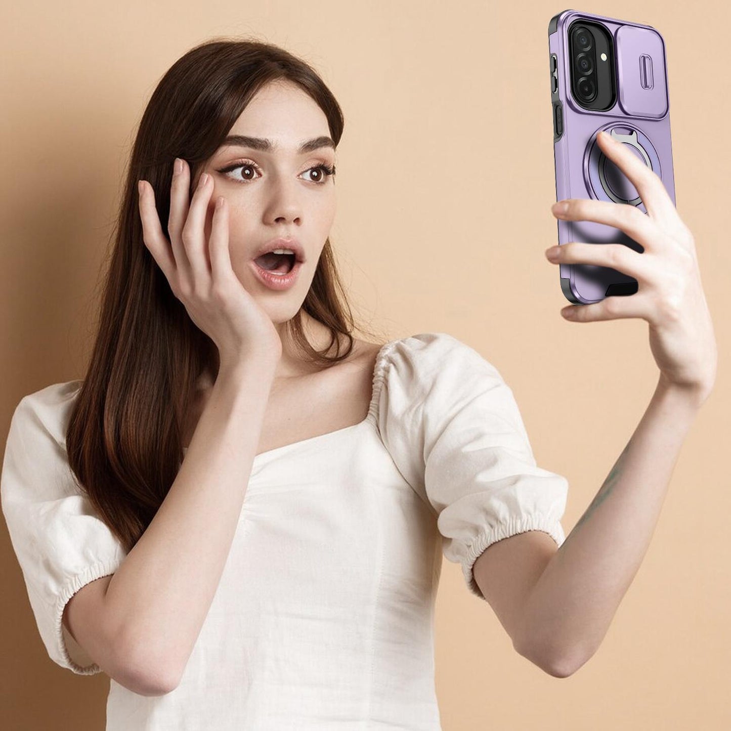 For Samsung Galaxy A27 5G Sliding Camshield Ring Holder Phone Case(Purple)