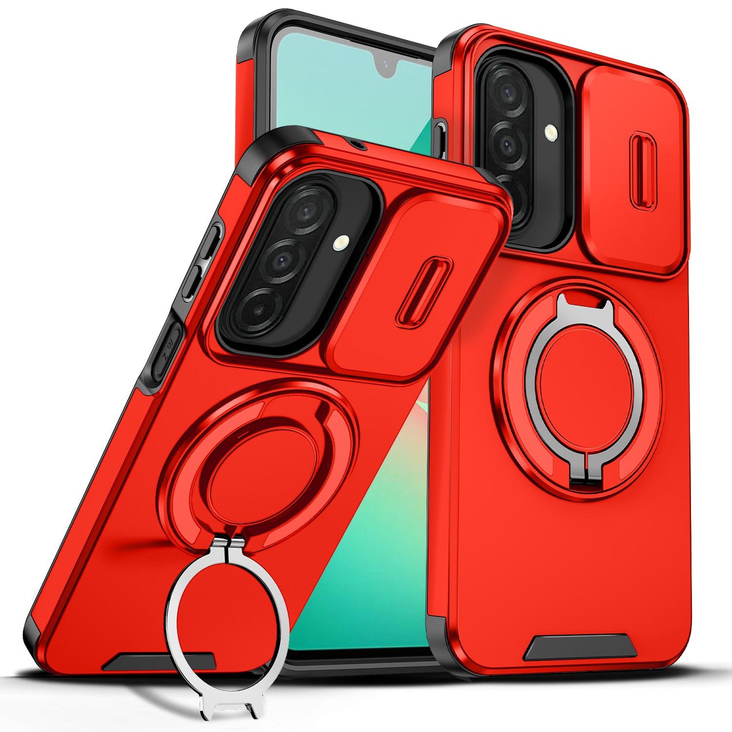 For Samsung Galaxy A27 5G Sliding Camshield Ring Holder Phone Case(Red)