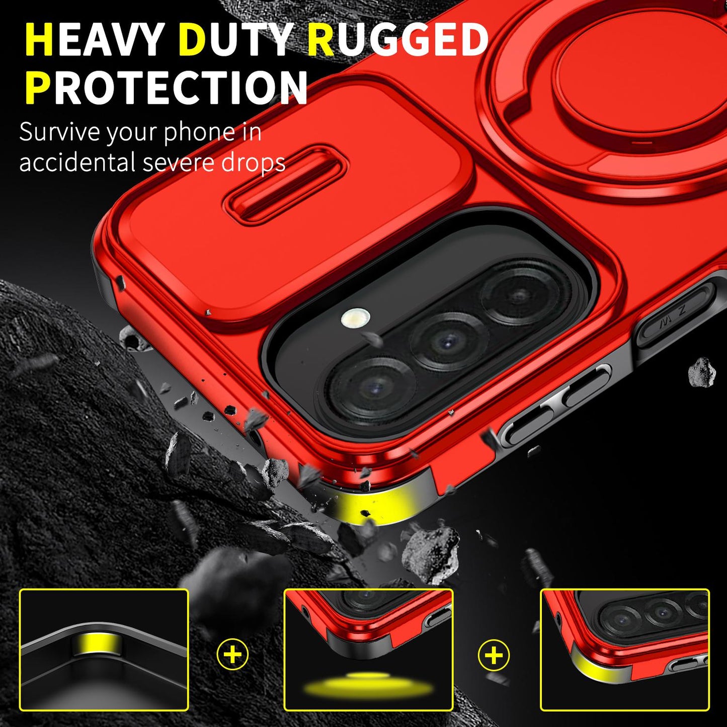 For Samsung Galaxy A27 5G Sliding Camshield Ring Holder Phone Case(Red)