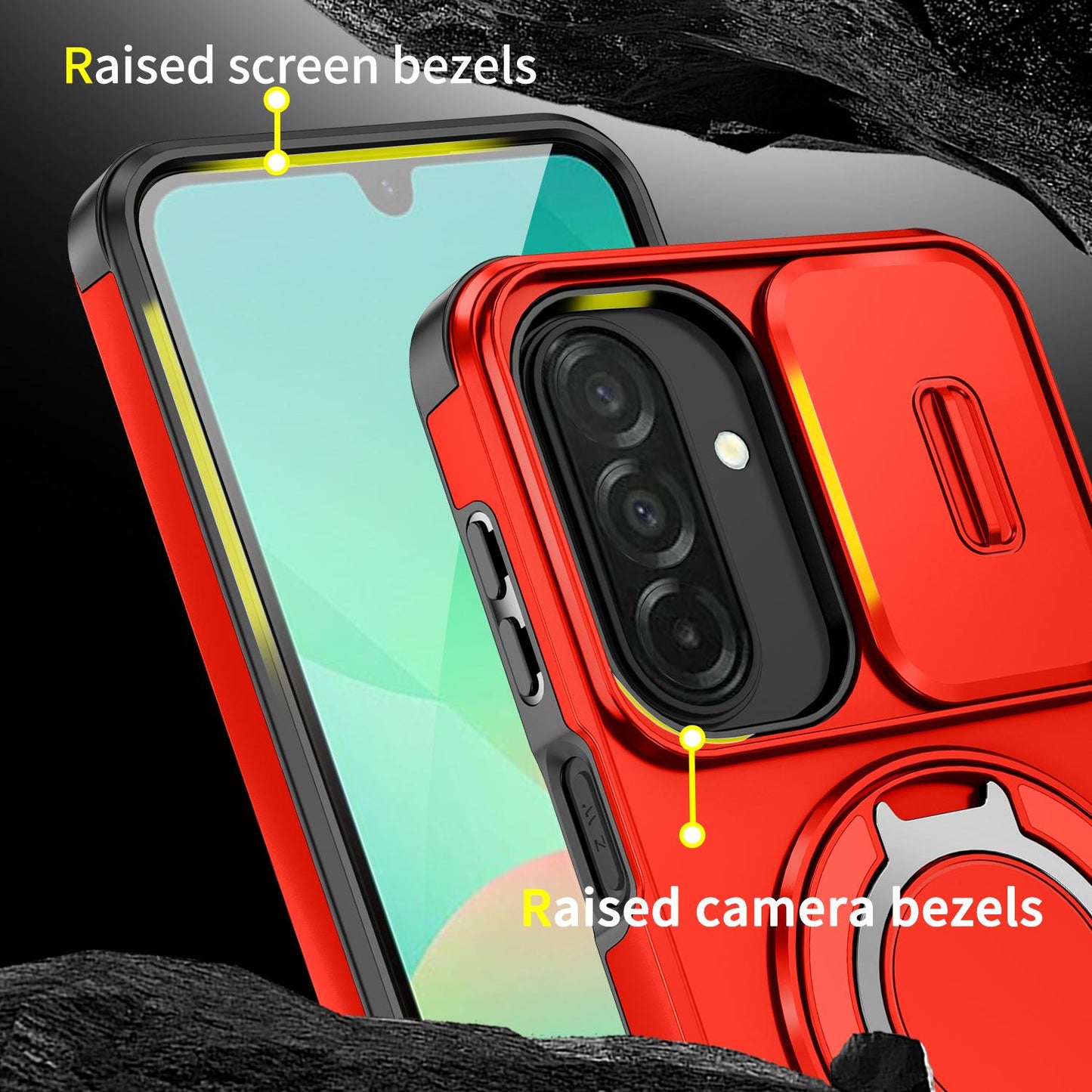 For Samsung Galaxy A27 5G Sliding Camshield Ring Holder Phone Case(Red)