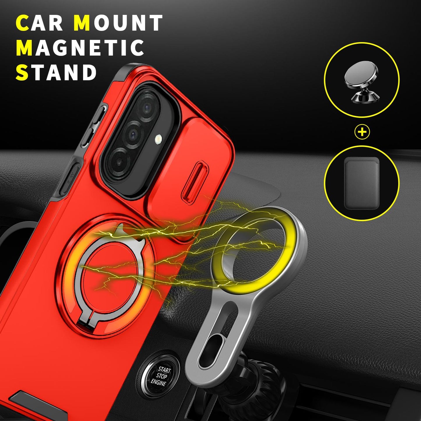 For Samsung Galaxy A27 5G Sliding Camshield Ring Holder Phone Case(Red)