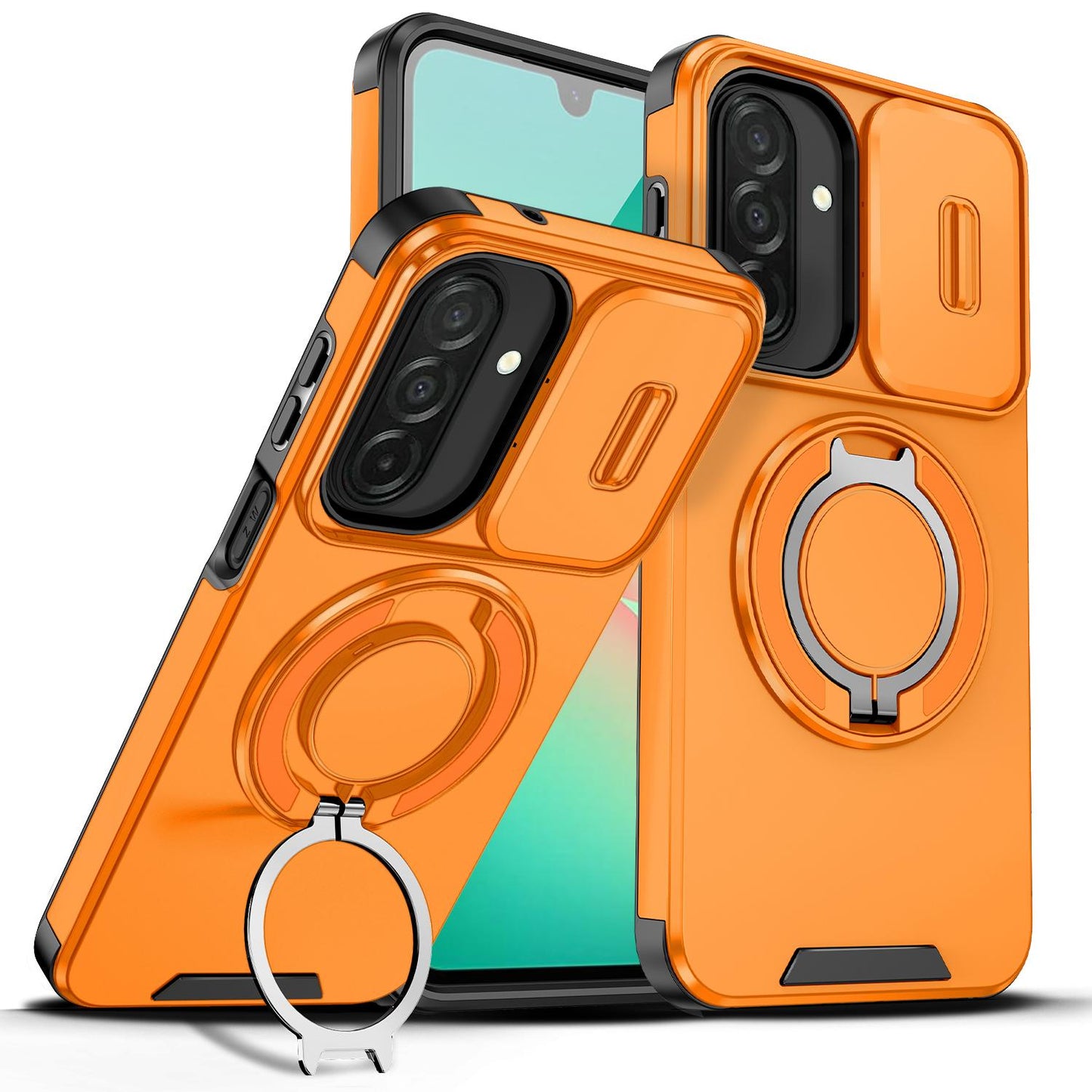 For Samsung Galaxy A27 5G Sliding Camshield Ring Holder Phone Case(Orange)