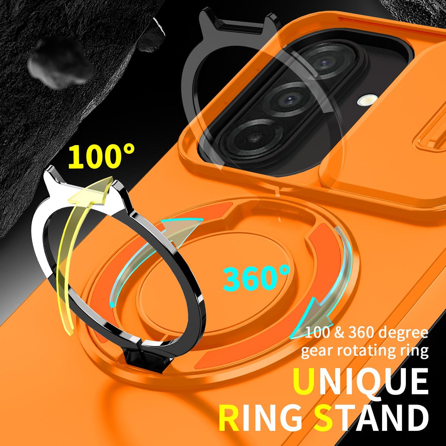 For Samsung Galaxy A27 5G Sliding Camshield Ring Holder Phone Case(Orange)