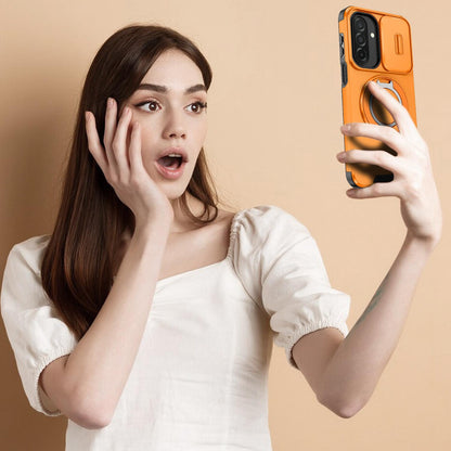 For Samsung Galaxy A27 5G Sliding Camshield Ring Holder Phone Case(Orange)