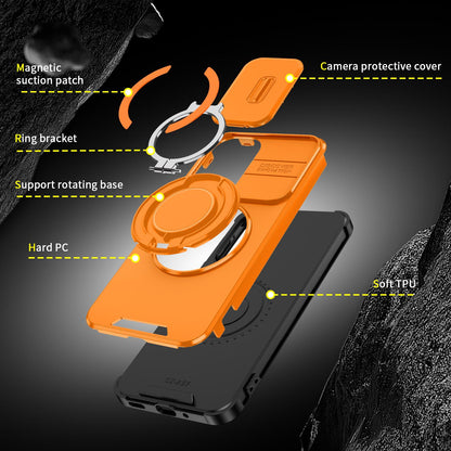 For Samsung Galaxy A27 5G Sliding Camshield Ring Holder Phone Case(Orange)