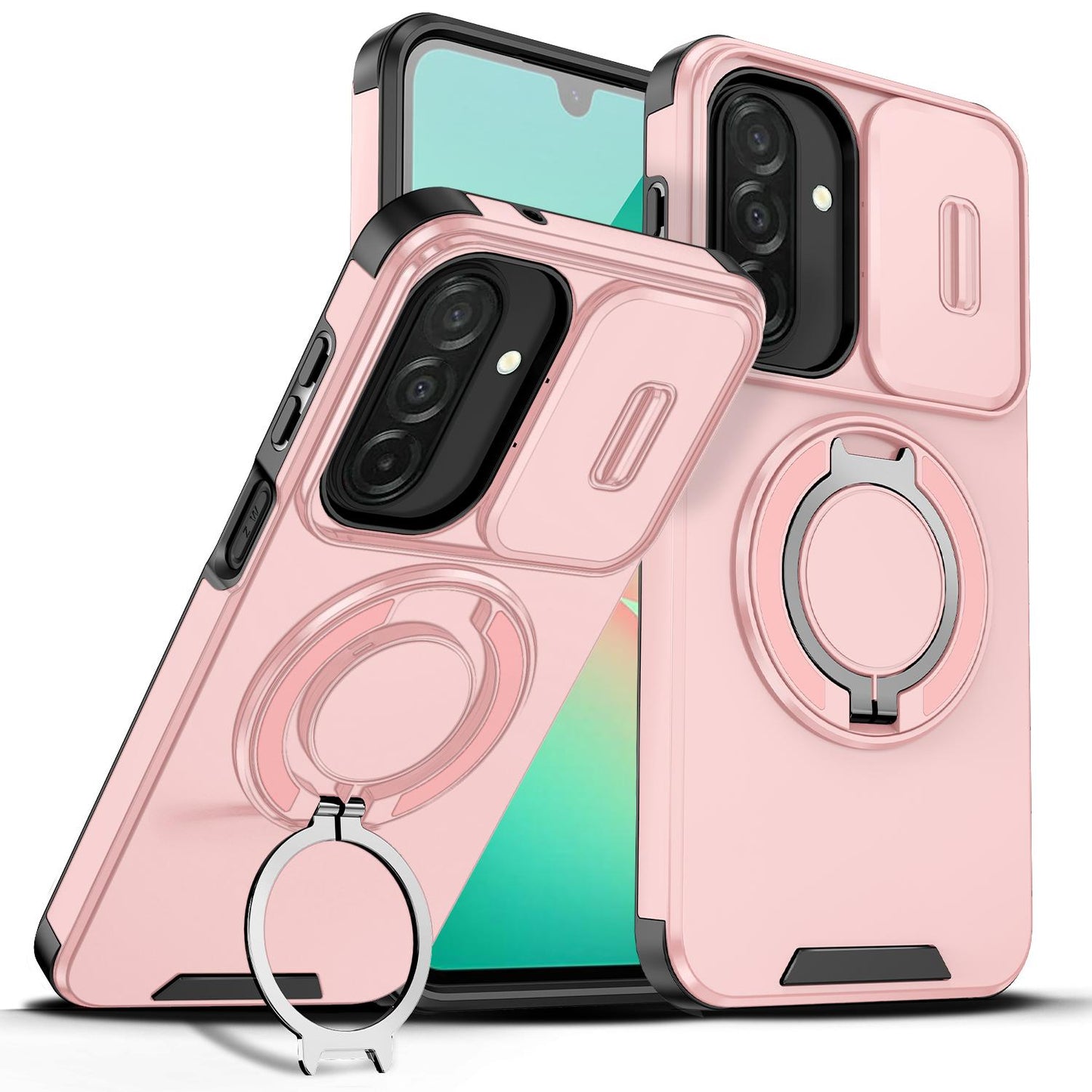 For Samsung Galaxy A27 5G Sliding Camshield Ring Holder Phone Case(Pink)