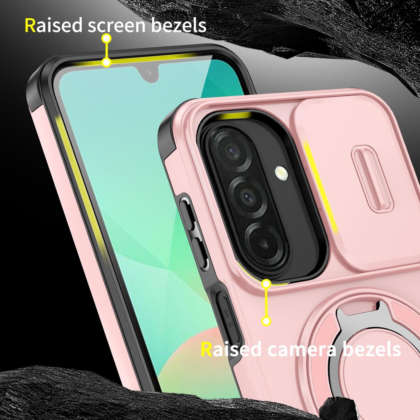 For Samsung Galaxy A27 5G Sliding Camshield Ring Holder Phone Case(Pink)