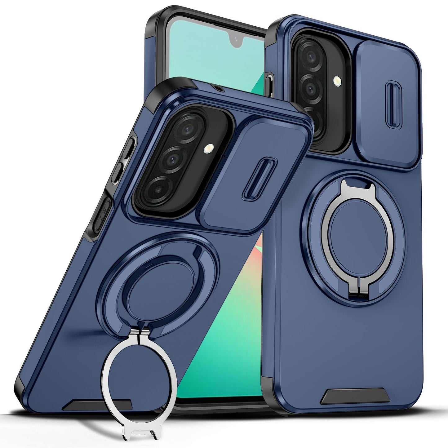 For Samsung Galaxy A27 5G Sliding Camshield Ring Holder Phone Case(Blue)