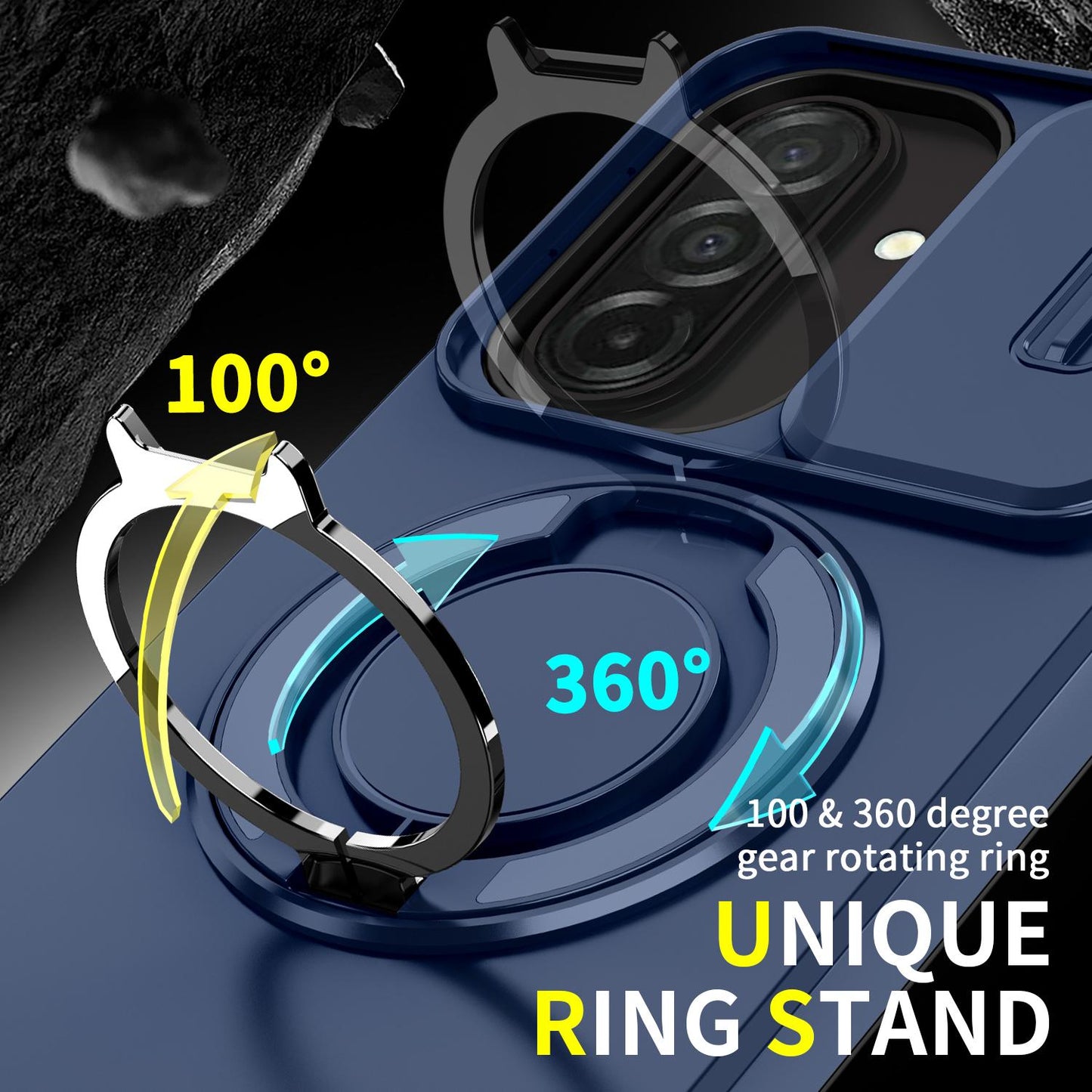 For Samsung Galaxy A27 5G Sliding Camshield Ring Holder Phone Case(Blue)
