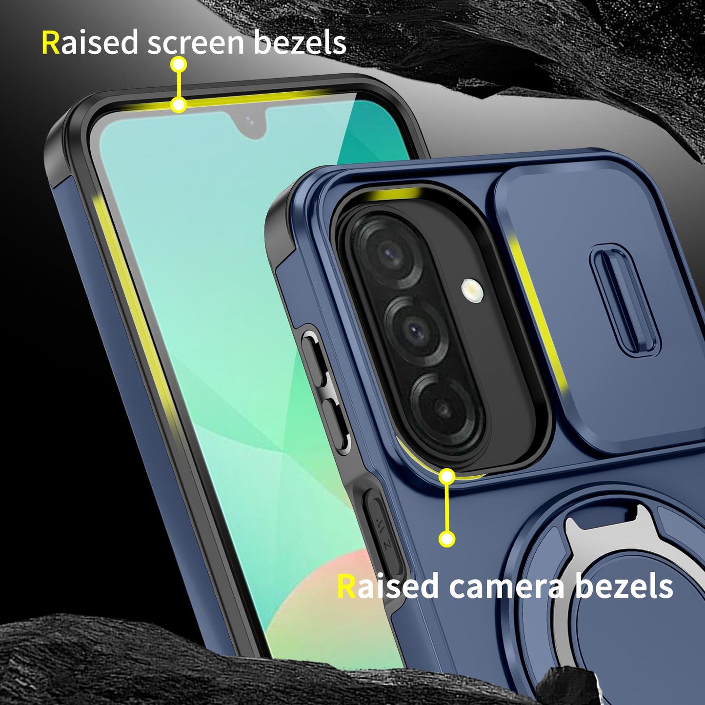 For Samsung Galaxy A27 5G Sliding Camshield Ring Holder Phone Case(Blue)