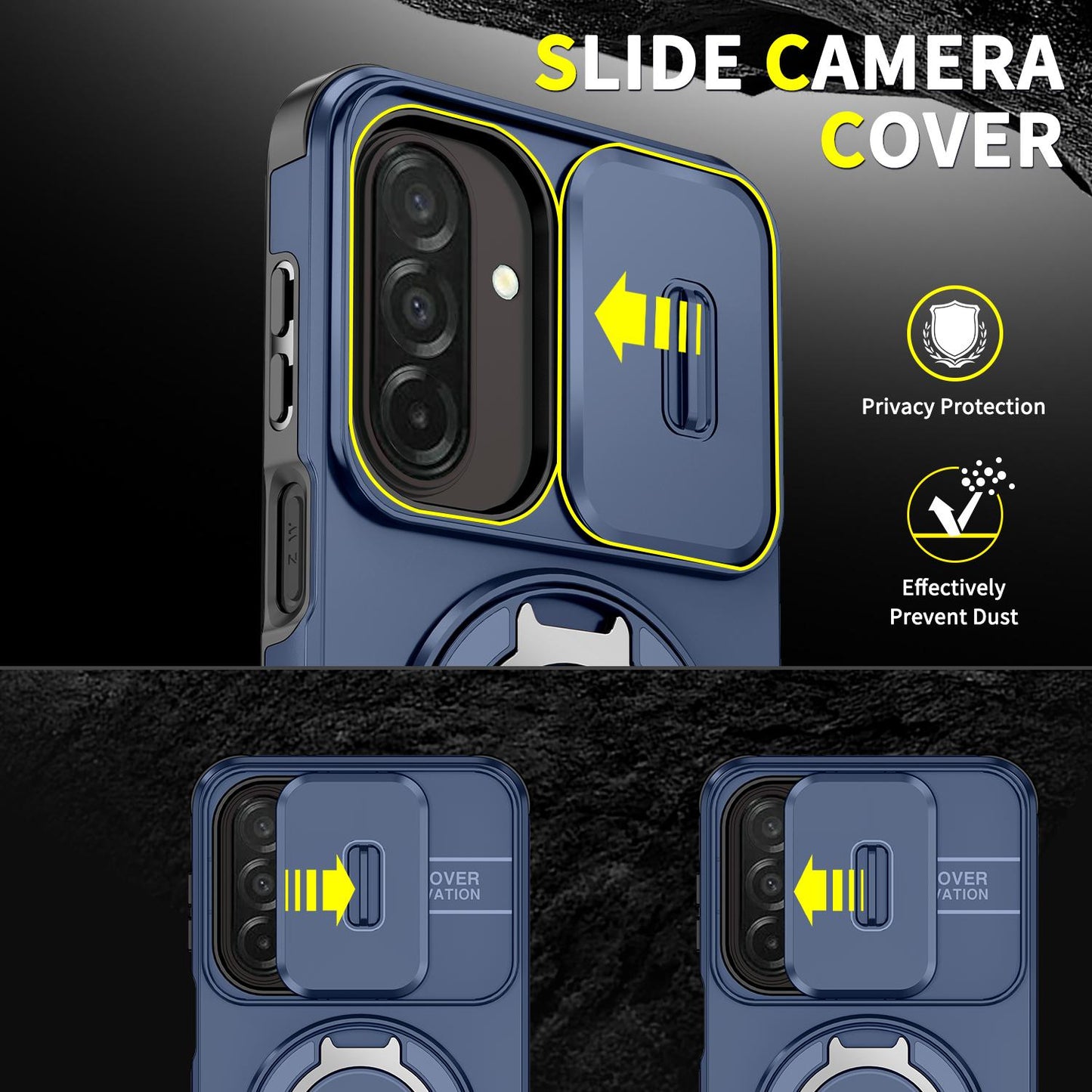 For Samsung Galaxy A27 5G Sliding Camshield Ring Holder Phone Case(Blue)