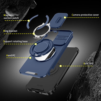 For Samsung Galaxy A27 5G Sliding Camshield Ring Holder Phone Case(Blue)