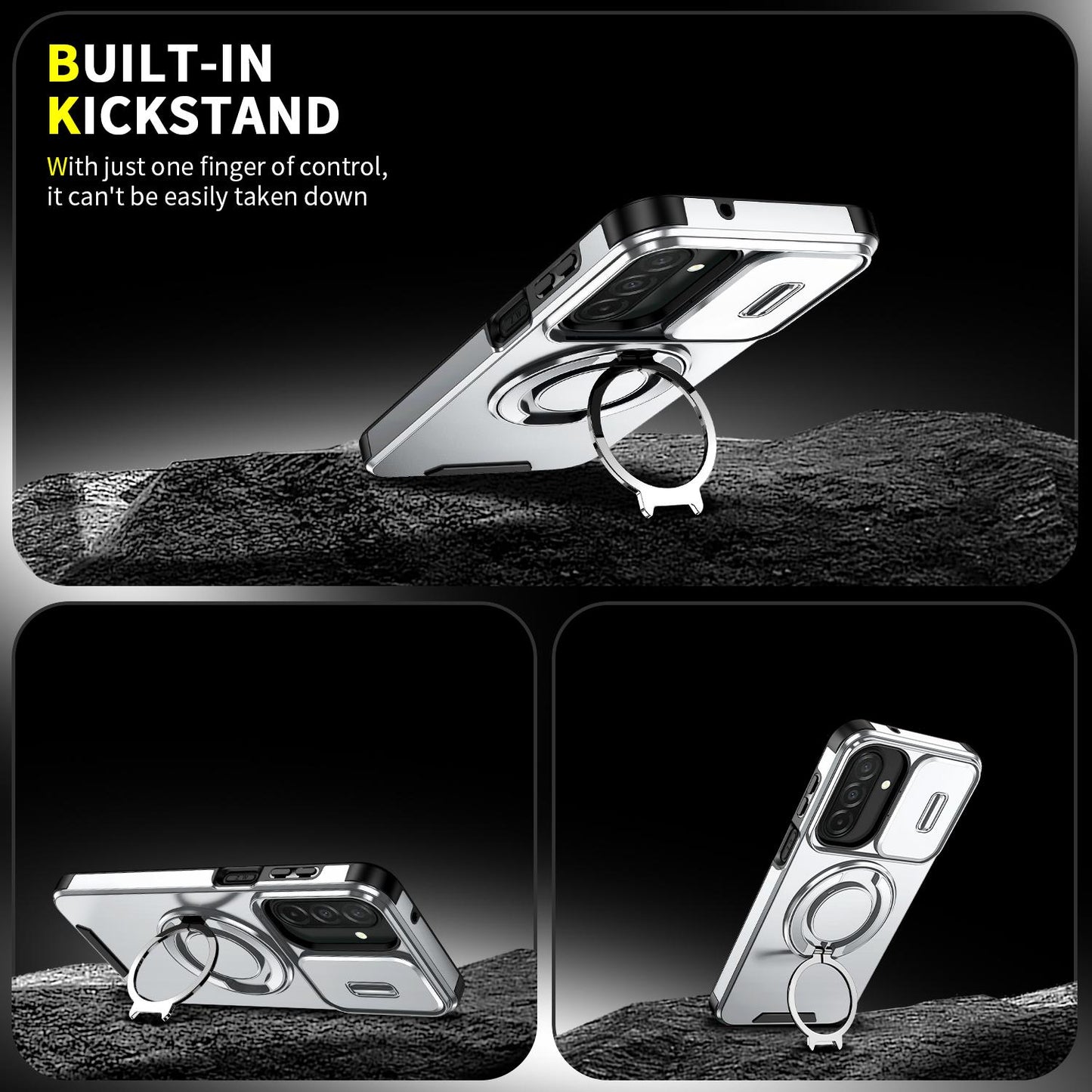 For Samsung Galaxy A27 5G Sliding Camshield Ring Holder Phone Case(Silver)