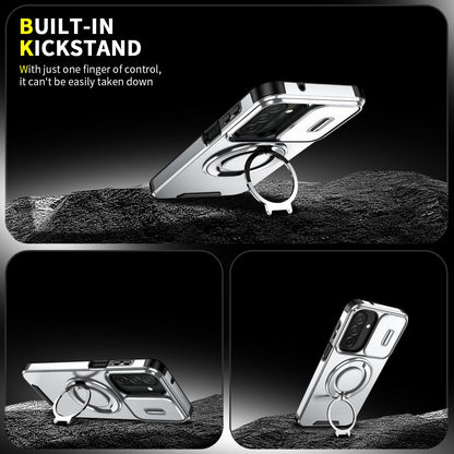 For Samsung Galaxy A27 5G Sliding Camshield Ring Holder Phone Case(Silver)