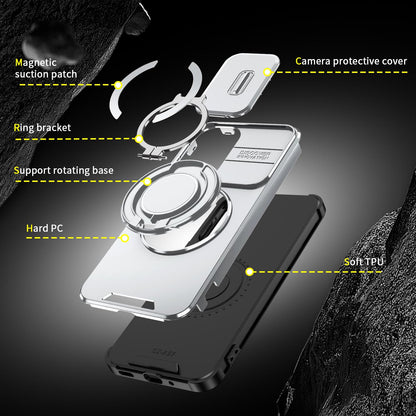For Samsung Galaxy A27 5G Sliding Camshield Ring Holder Phone Case(Silver)