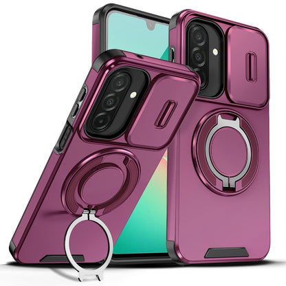 For Samsung Galaxy A27 5G Sliding Camshield Ring Holder Phone Case(Cherry Red)