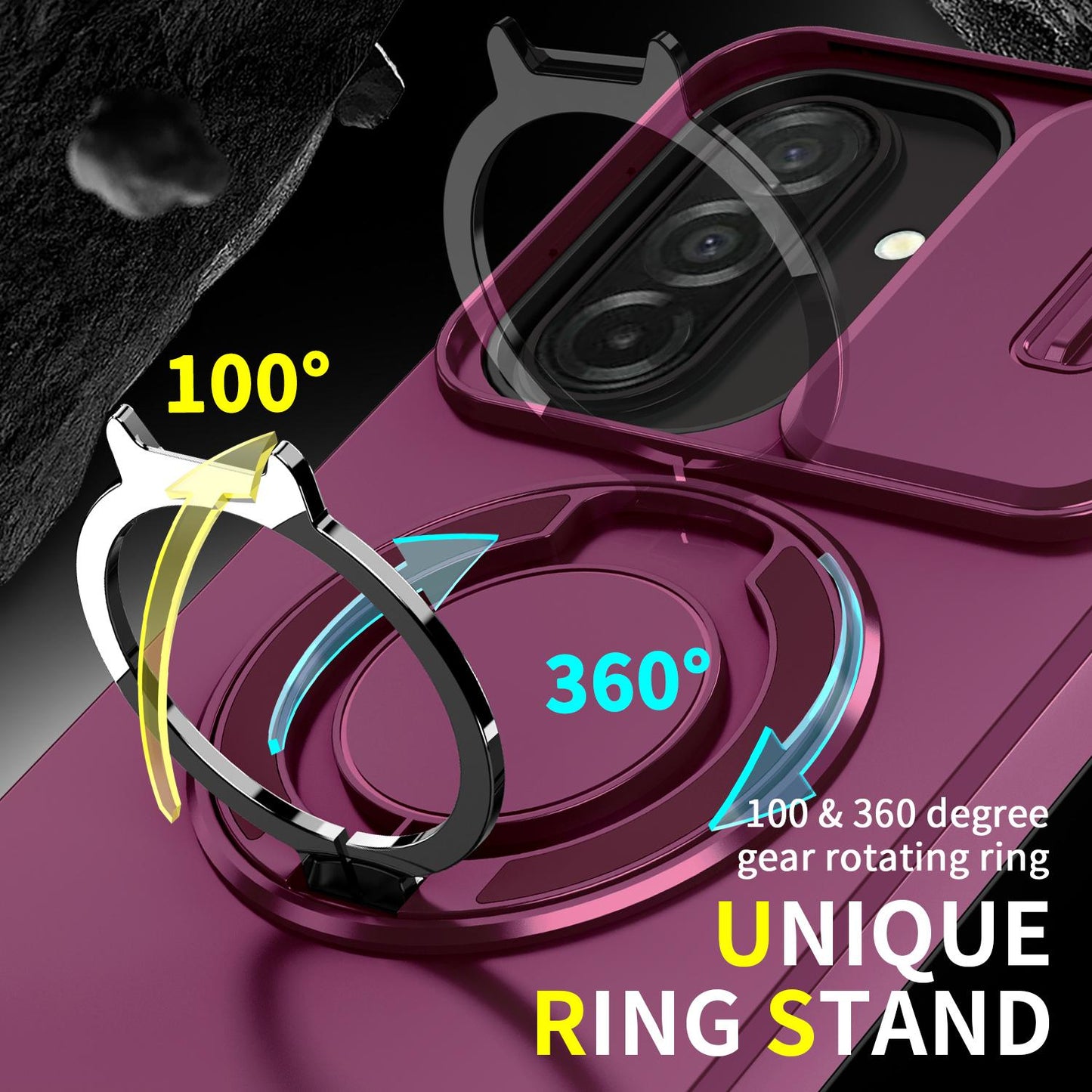 For Samsung Galaxy A27 5G Sliding Camshield Ring Holder Phone Case(Cherry Red)