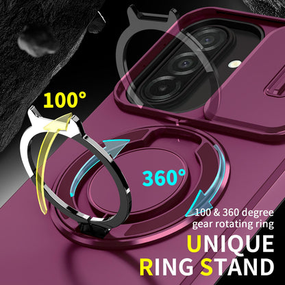 For Samsung Galaxy A27 5G Sliding Camshield Ring Holder Phone Case(Cherry Red)